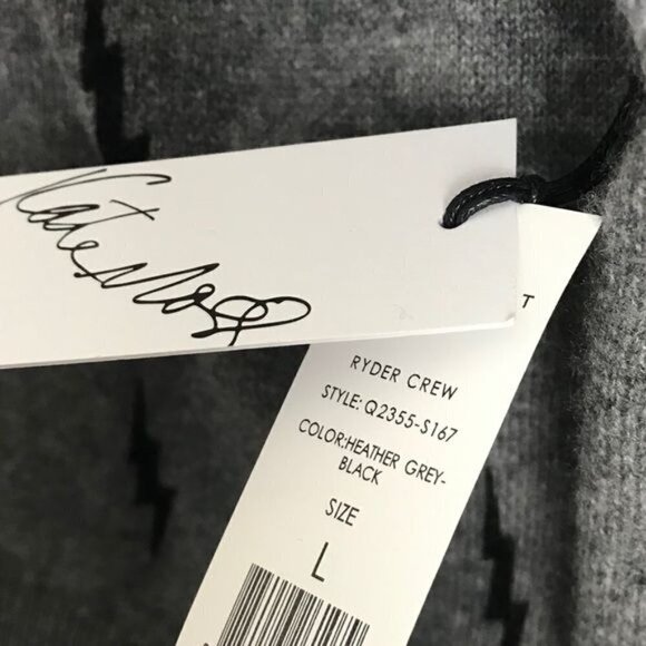 Kate Moss Equipment Gray Ryder 100% Cashmere Lightning Bolt Sweater NWT Large - Picture 11 of 11